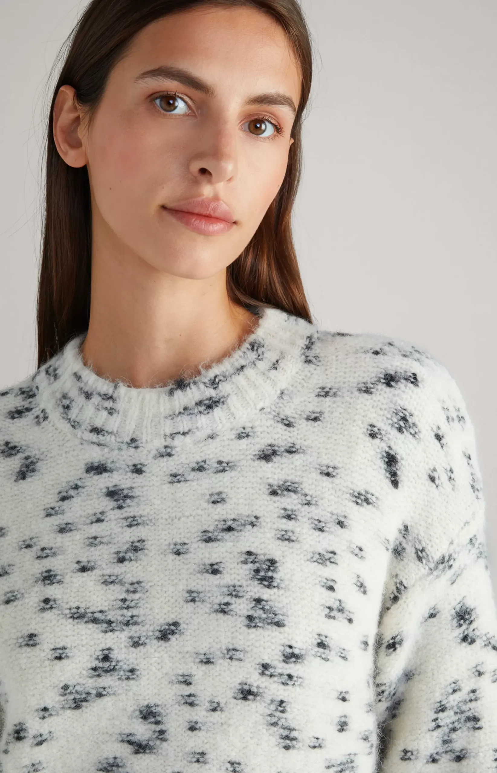 Outlet JOOP! Alpaca Blend Knitted Jumper in cream patterned