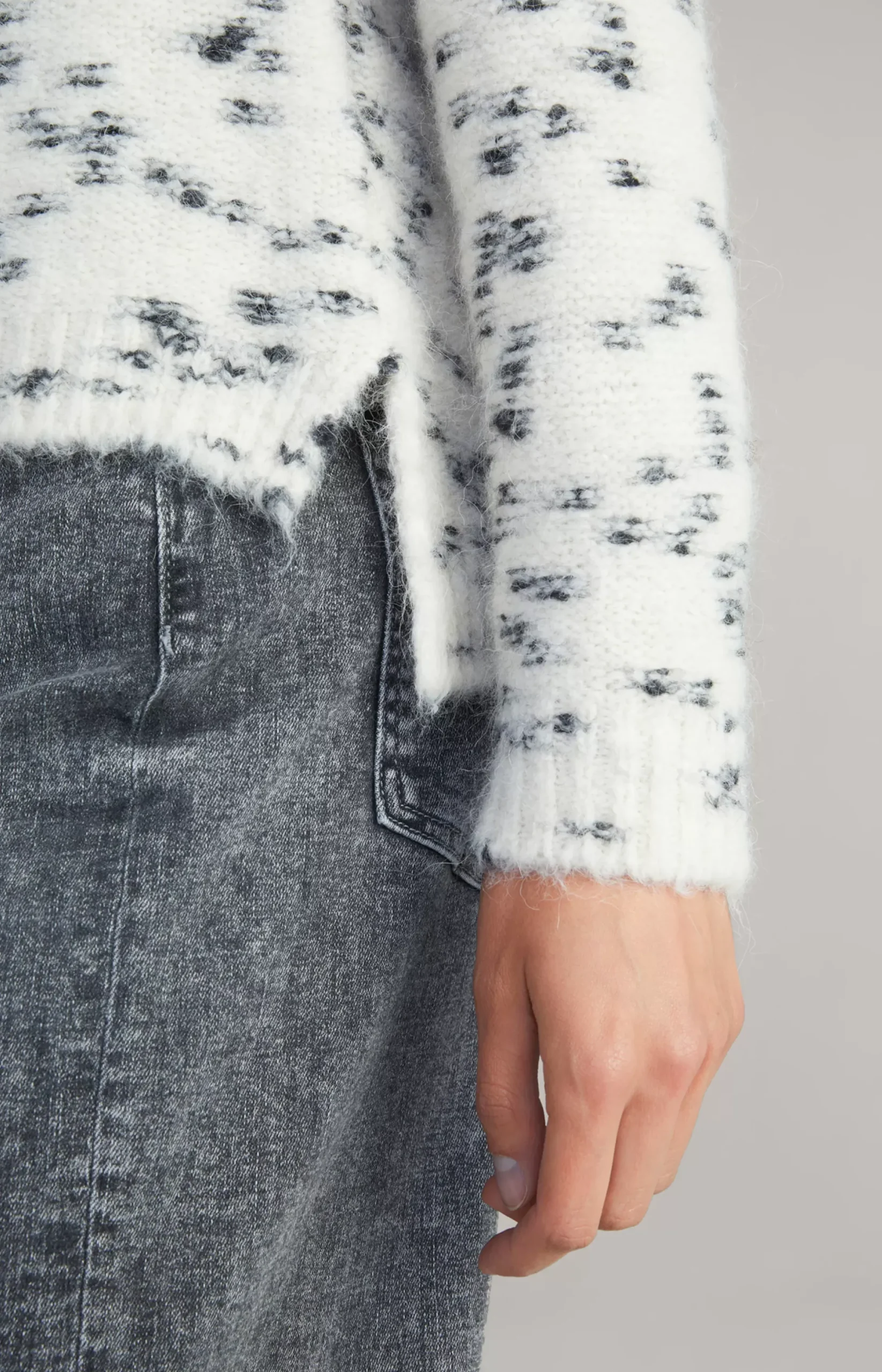 Outlet JOOP! Alpaca Blend Knitted Jumper in cream patterned