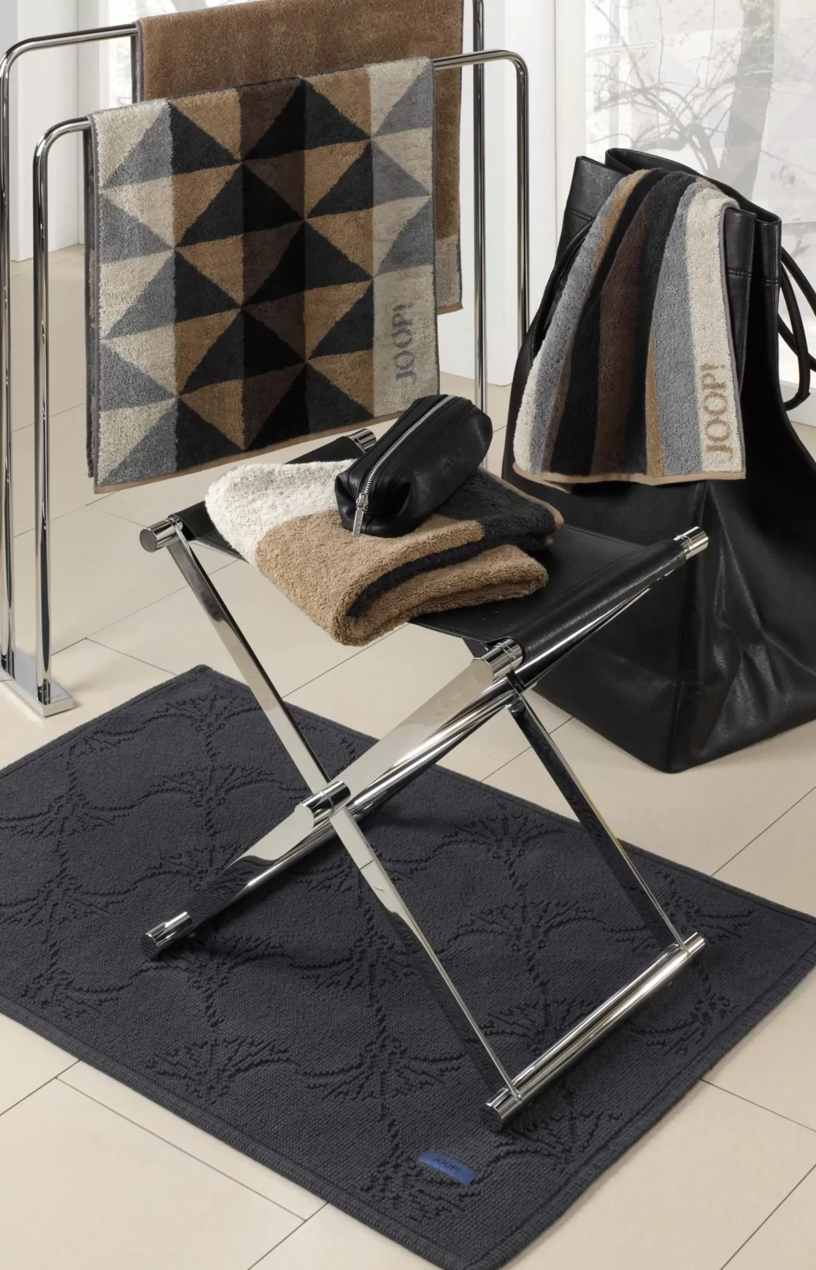 Hot JOOP! Chromeline bath stool, black plain black 1