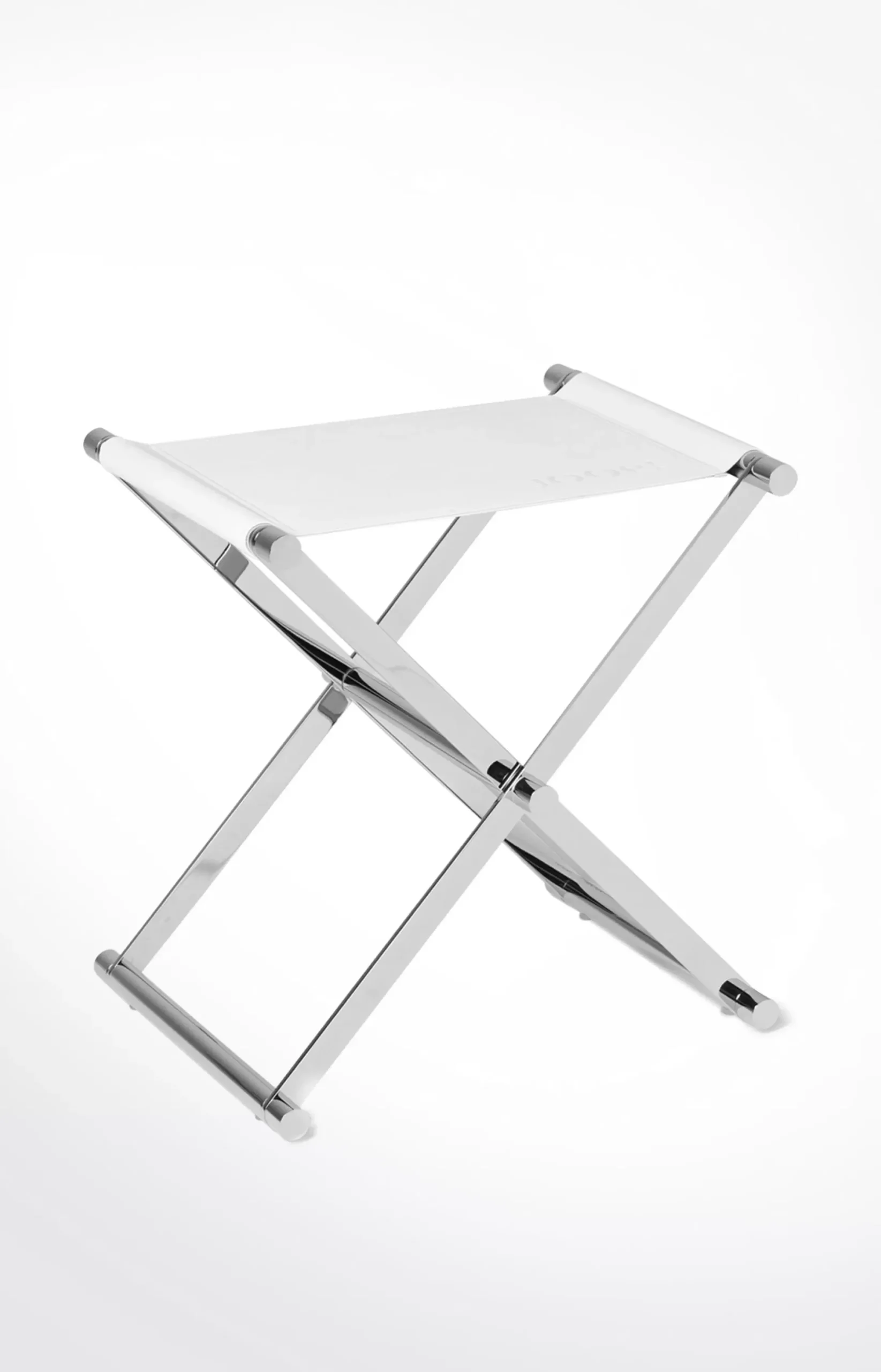 Clearance JOOP! Chromeline bathroom stool, white plain light beige