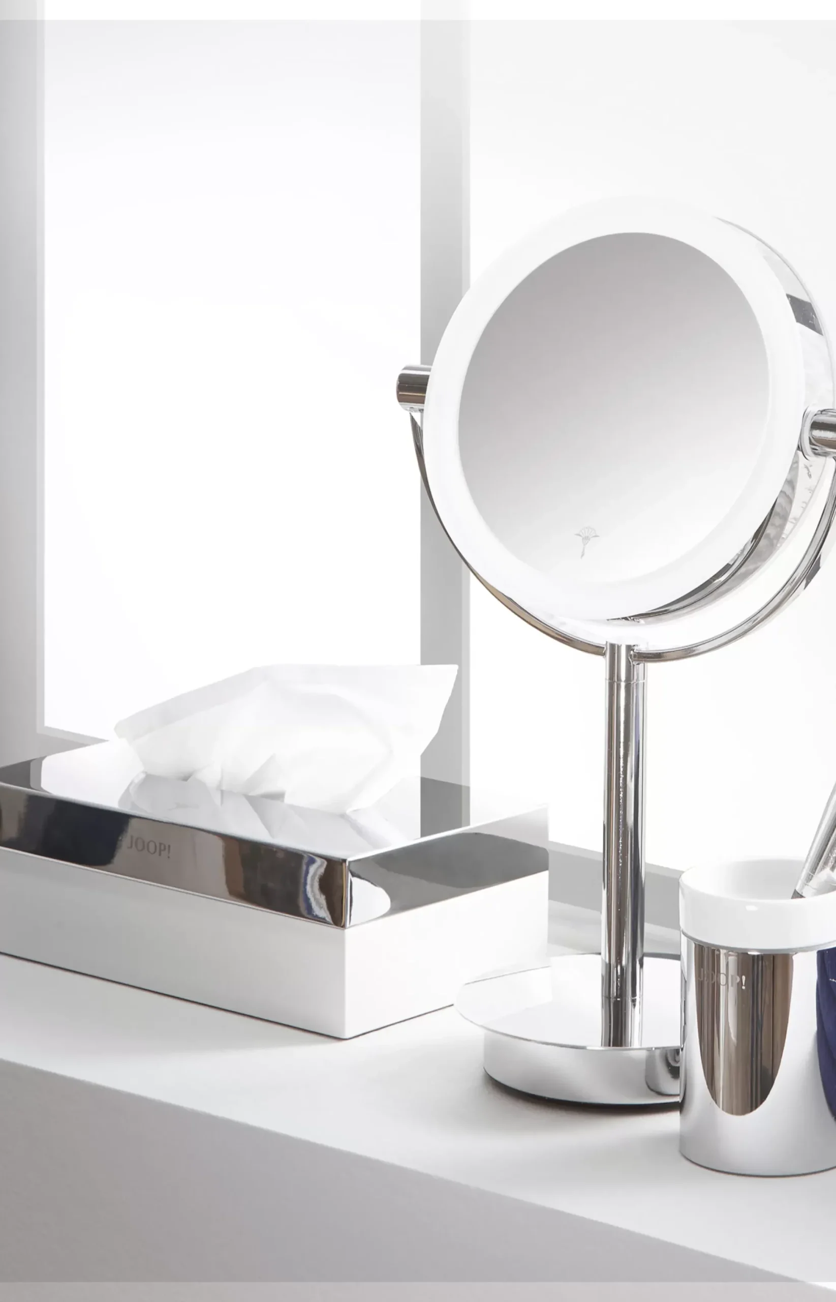 Sale JOOP! Chromeline toothbrush holder, silver/white plain light grey 1