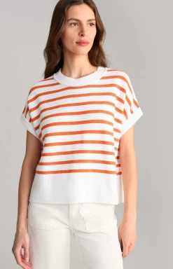 Clearance JOOP! Cotton Knit Jumper in Stripes orange/white