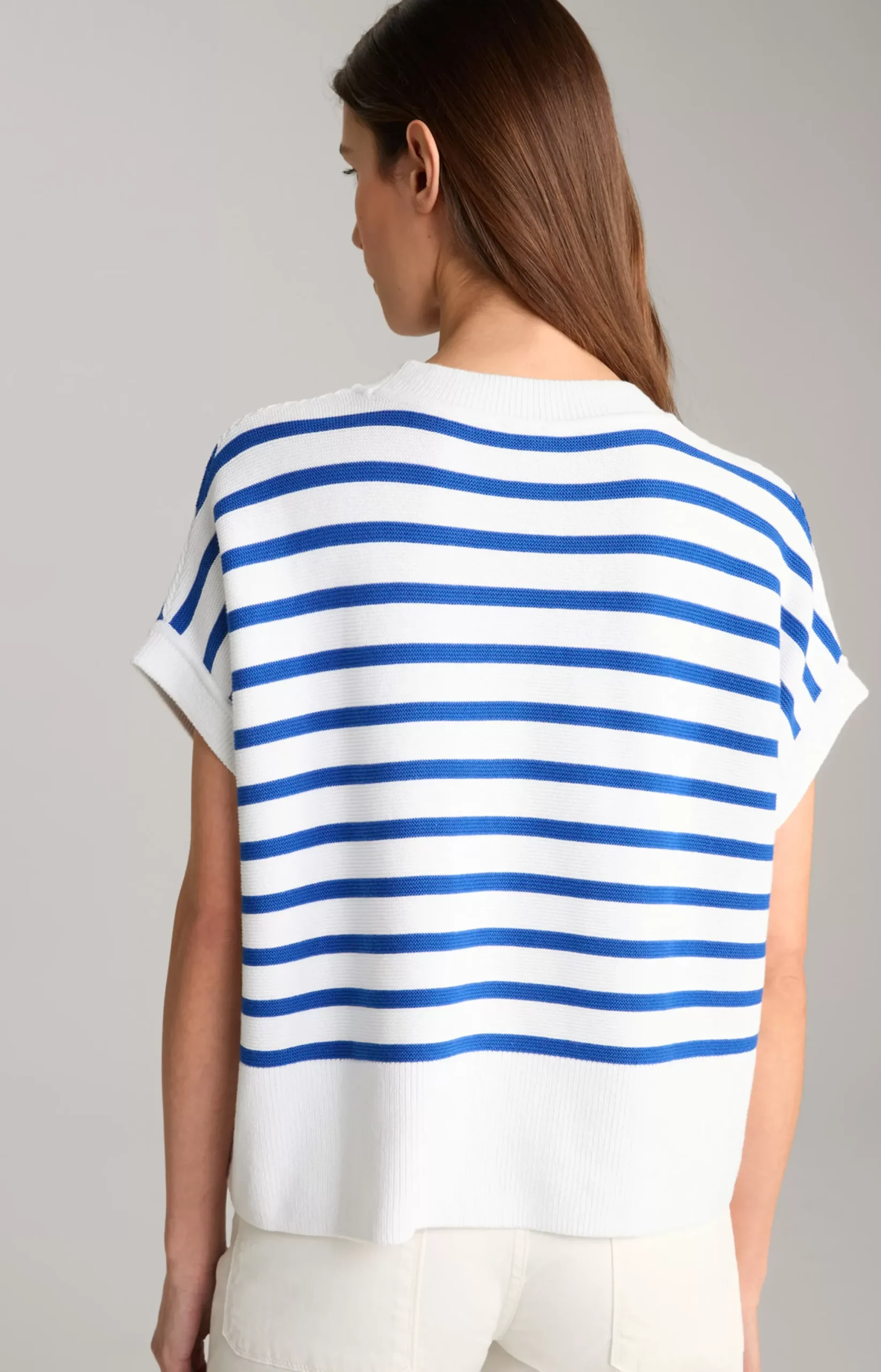 Discount JOOP! Cotton Knitted Jumper in Stripes blue/white