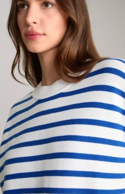 Discount JOOP! Cotton Knitted Jumper in Stripes blue/white