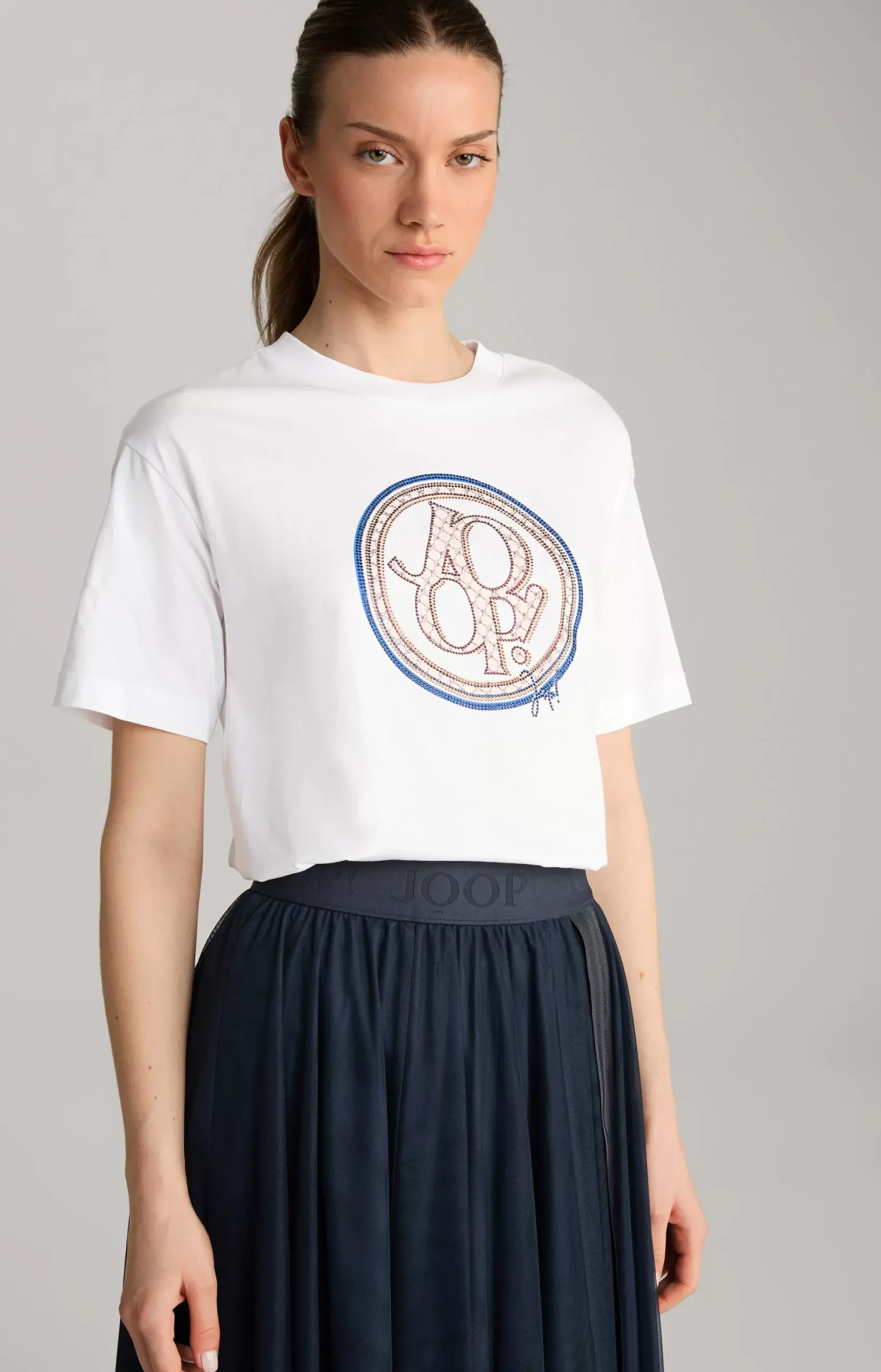 New JOOP! Cotton T-Shirt in white/blue
