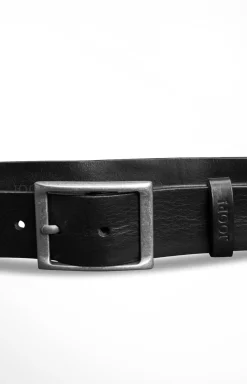 JOOP! Finely Textured Cowhide Belt in Black 
