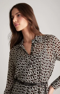 Hot JOOP! Georgette Shirt Dress in a Pattern brown/cream/black