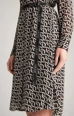 Hot JOOP! Georgette Shirt Dress in a Pattern brown/cream/black