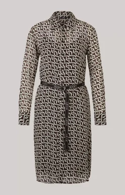 Hot JOOP! Georgette Shirt Dress in a Pattern brown/cream/black