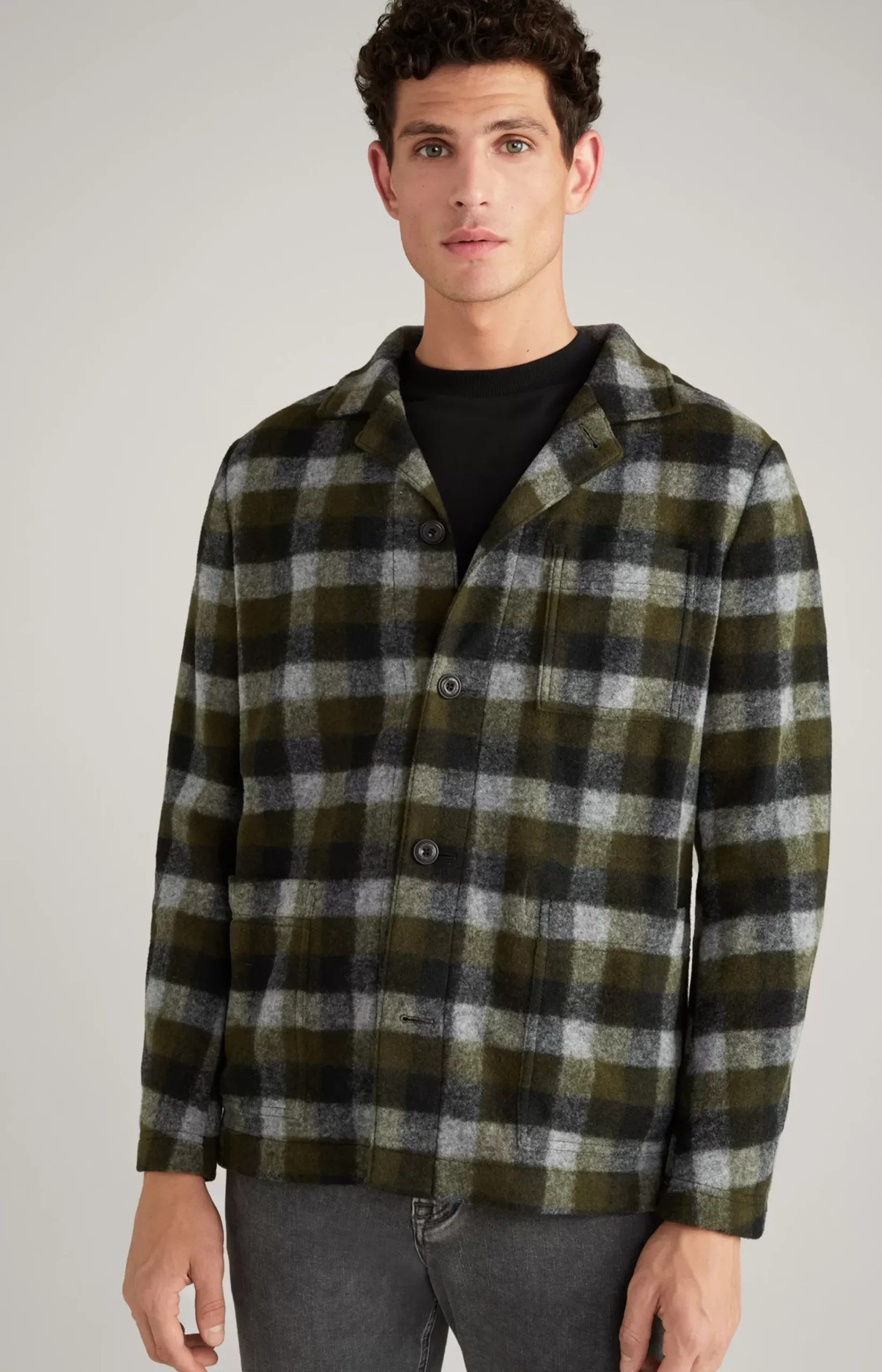 JOOP! Haiko Flannel Overshirt in Green/Grey Check green/grey chequered