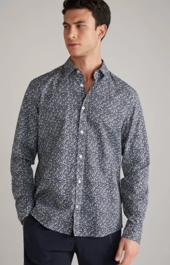 JOOP! Hanson Cotton Shirt in dark blue/off-white