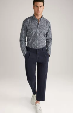 JOOP! Hanson Cotton Shirt in dark blue/off-white