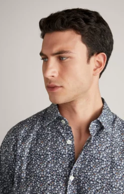 JOOP! Hanson Cotton Shirt in dark blue/off-white