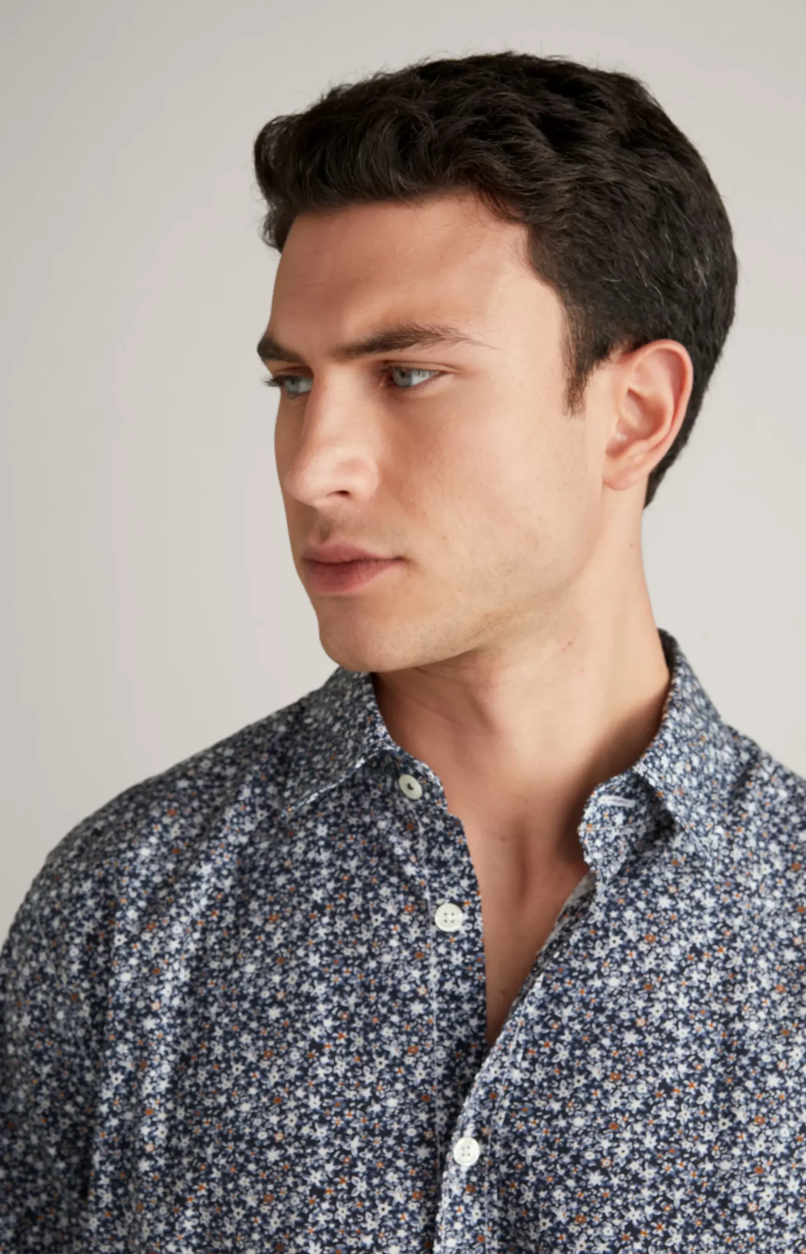 JOOP! Hanson Cotton Shirt in dark blue/off-white