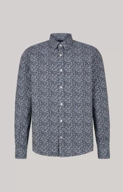 JOOP! Hanson Cotton Shirt in dark blue/off-white
