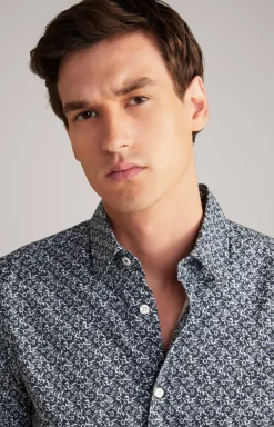 Clearance JOOP! Hanson Cotton Shirt in Dark Blue, patterned dark blue patterned