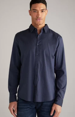 Sale JOOP! Hanson Cotton Shirt in Mottled Dark Blue dark blue melange