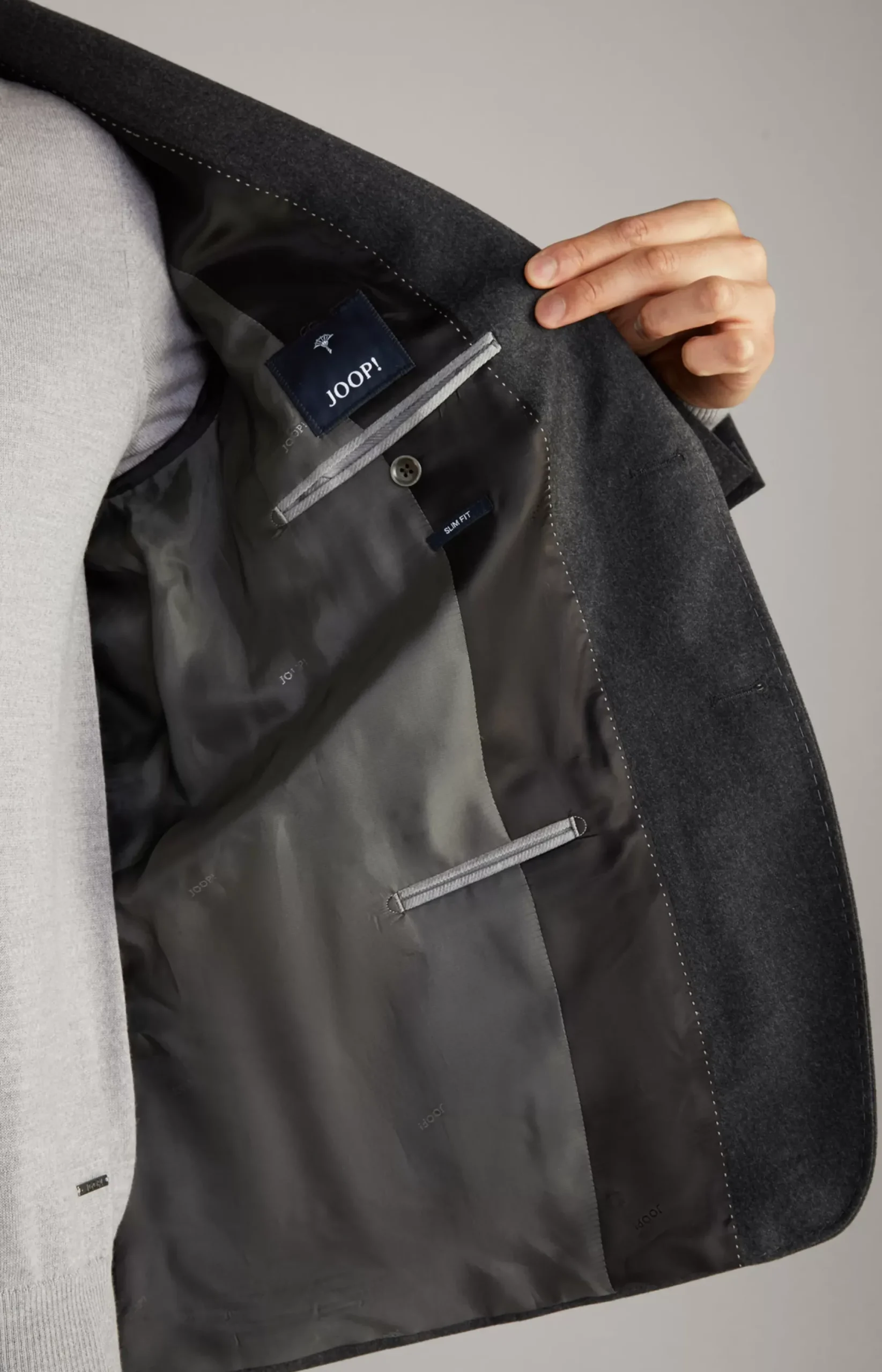 New JOOP! Haspar-Bloom Flannel Suit in Grey Melange dark grey melange