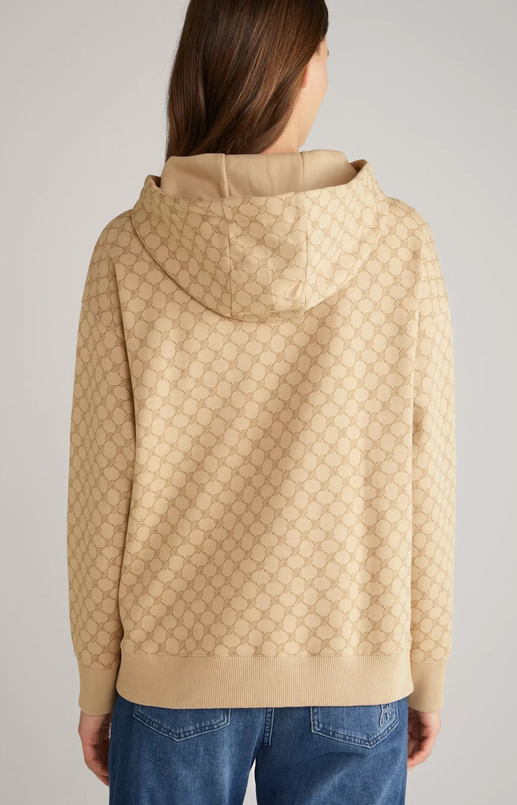 Clearance JOOP! Hoodie in Dark Beige, patterned dark beige patterned