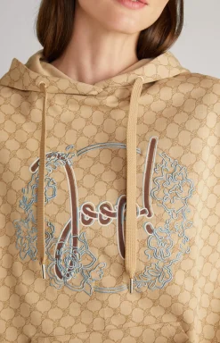 Clearance JOOP! Hoodie in Dark Beige, patterned dark beige patterned