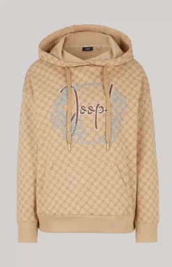 Clearance JOOP! Hoodie in Dark Beige, patterned dark beige patterned