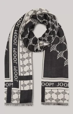 JOOP! Jaquard Scarf in black/beige