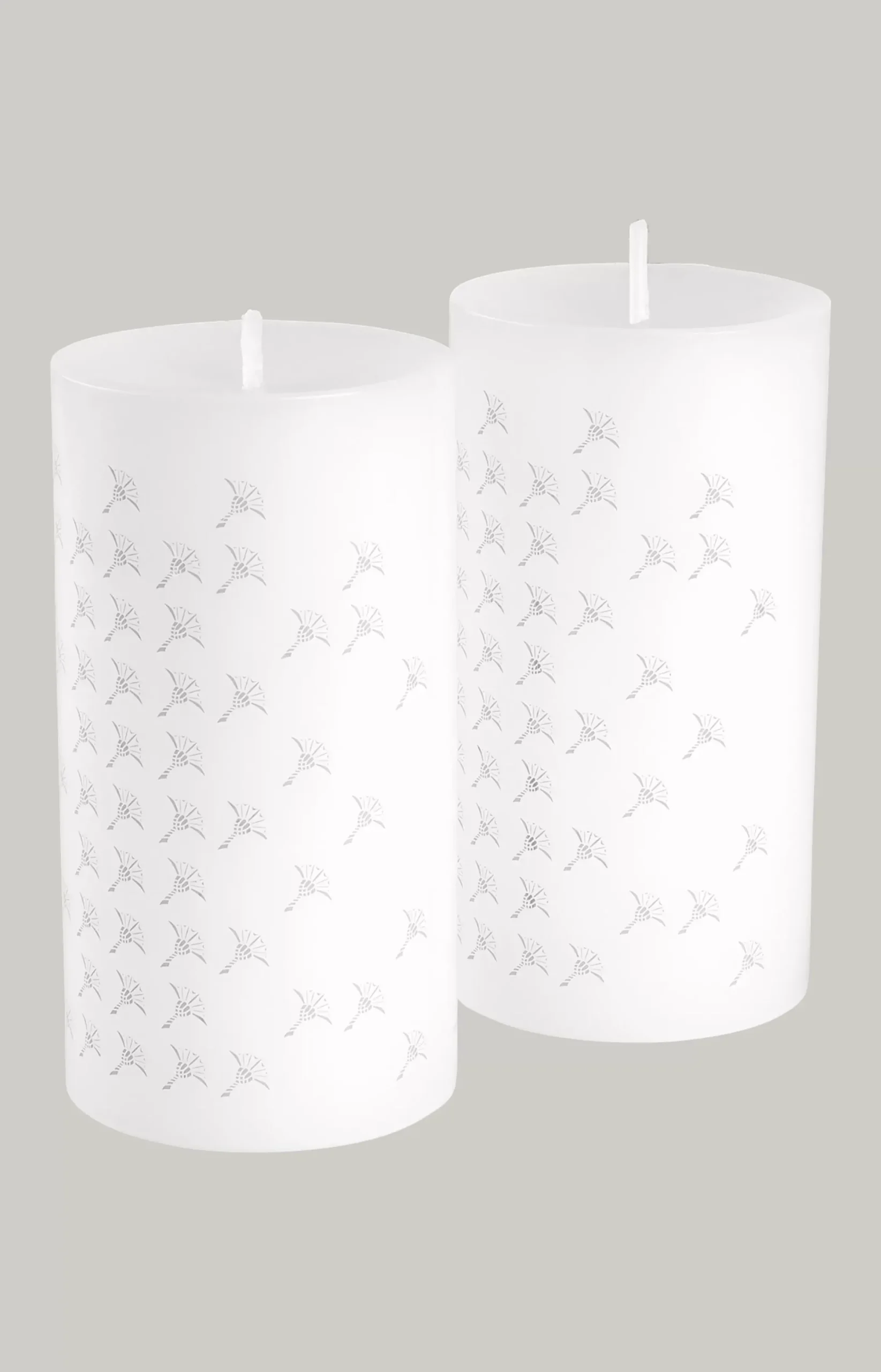 Sale JOOP! FADED CORNFLOWER Pillar Candles in - Set of 2, 15 cm tall white