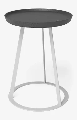 New JOOP! ROUND side table with smoked oak plate, 45 x 52 cm in white/anthracite