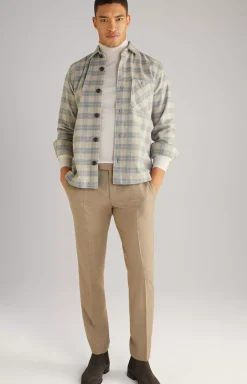 New JOOP! Kalan Flannel Shirt in a Grey/Beige Pattern patterned grey/beige
