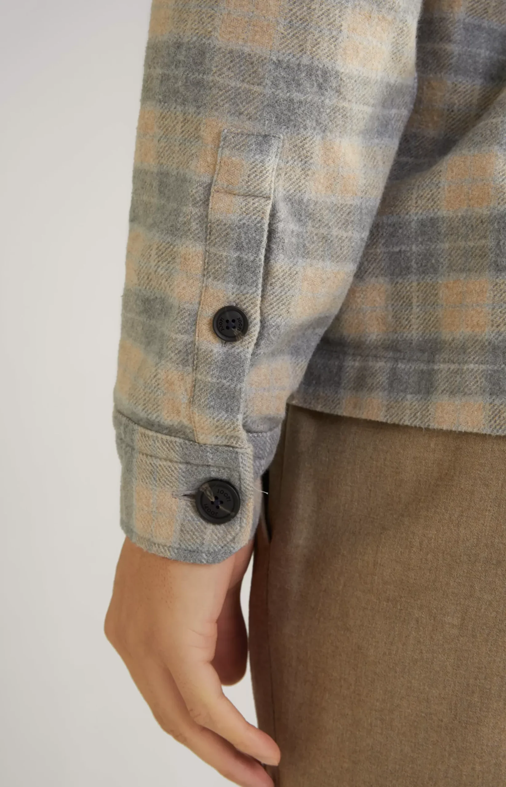 New JOOP! Kalan Flannel Shirt in a Grey/Beige Pattern patterned grey/beige