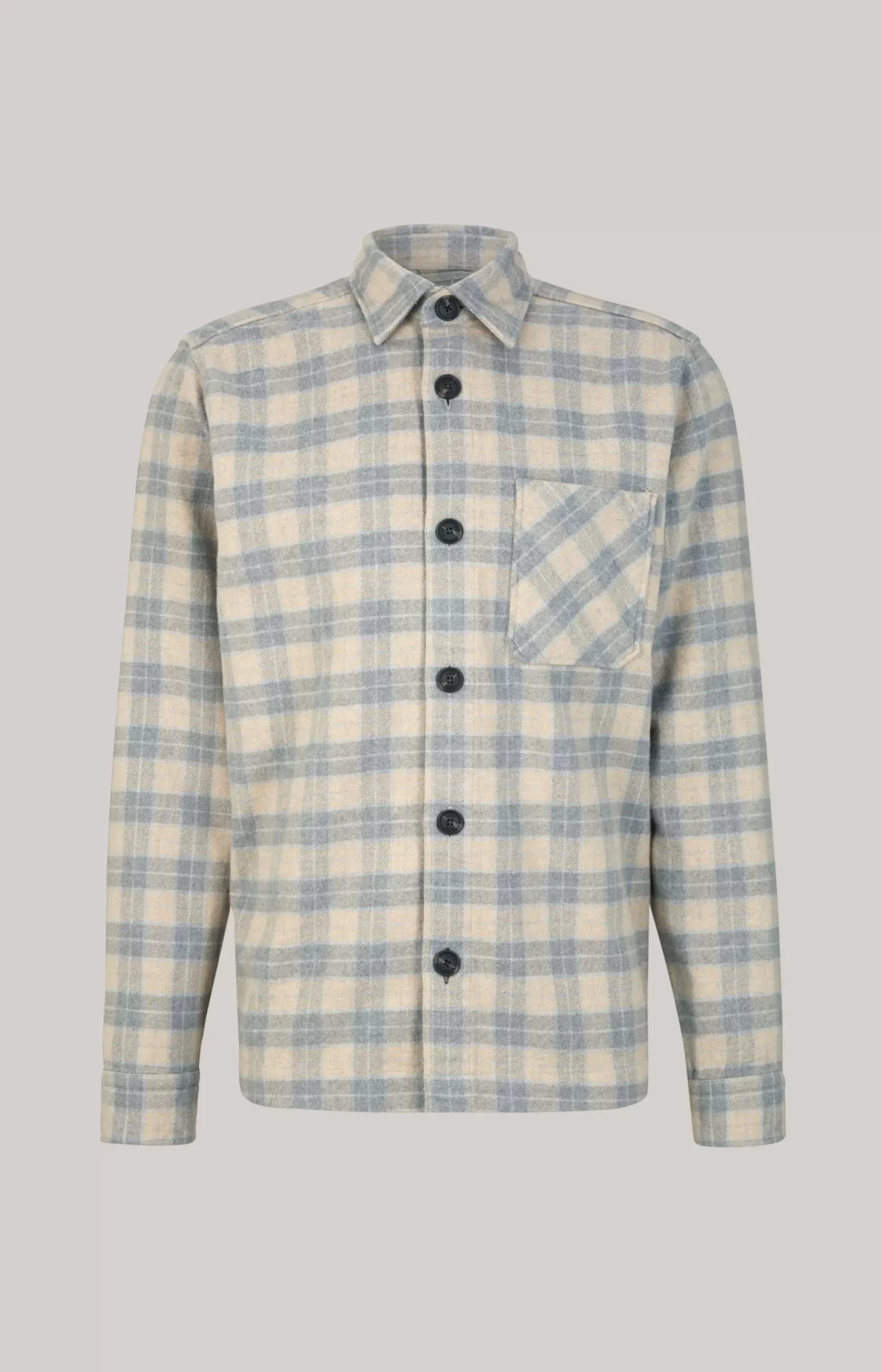 New JOOP! Kalan Flannel Shirt in a Grey/Beige Pattern patterned grey/beige