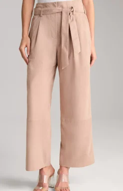 Clearance JOOP! Kidskin Suede Leather Trousers in light brown