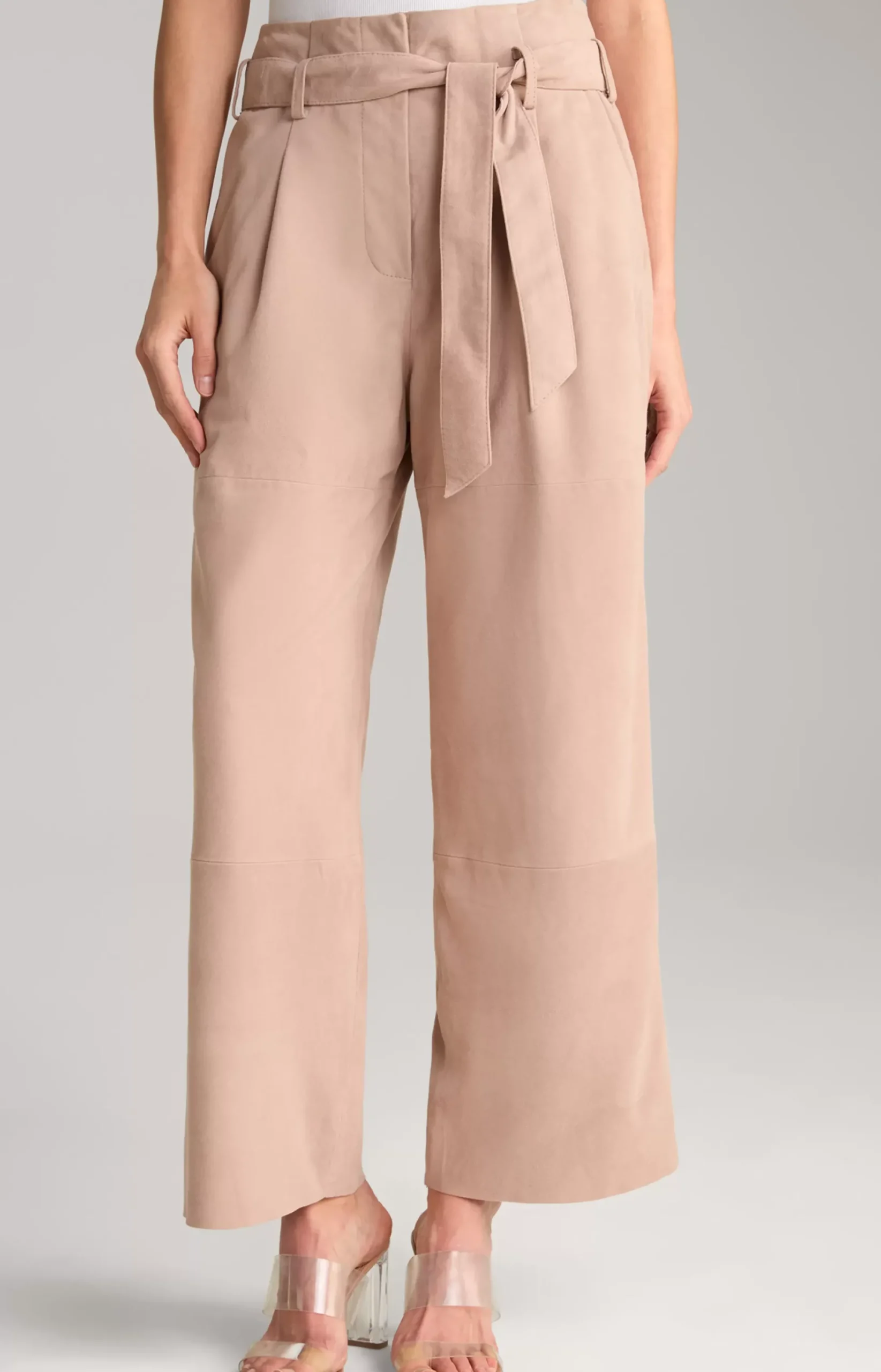 Clearance JOOP! Kidskin Suede Leather Trousers in light brown