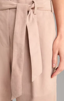 Clearance JOOP! Kidskin Suede Leather Trousers in light brown