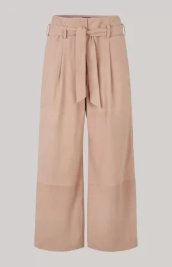 Clearance JOOP! Kidskin Suede Leather Trousers in light brown