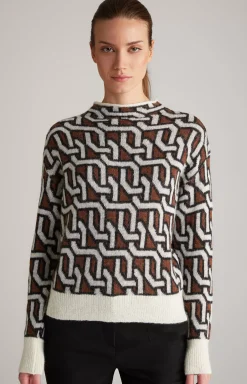 Hot JOOP! Knitted Pullover in a Cream/Brown/Black Pattern black patterned