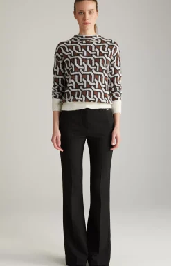 Hot JOOP! Knitted Pullover in a Cream/Brown/Black Pattern black patterned