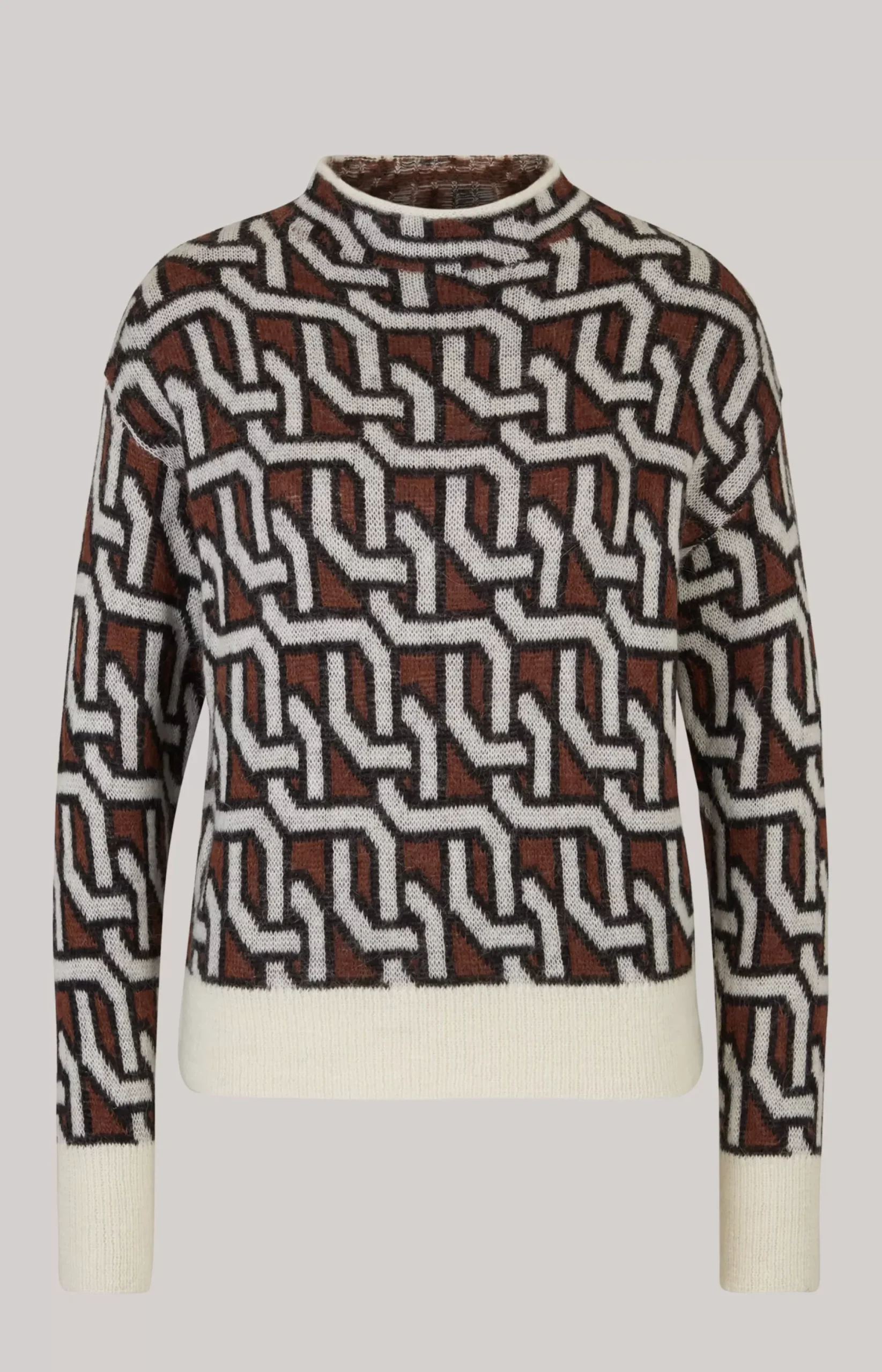 Hot JOOP! Knitted Pullover in a Cream/Brown/Black Pattern black patterned