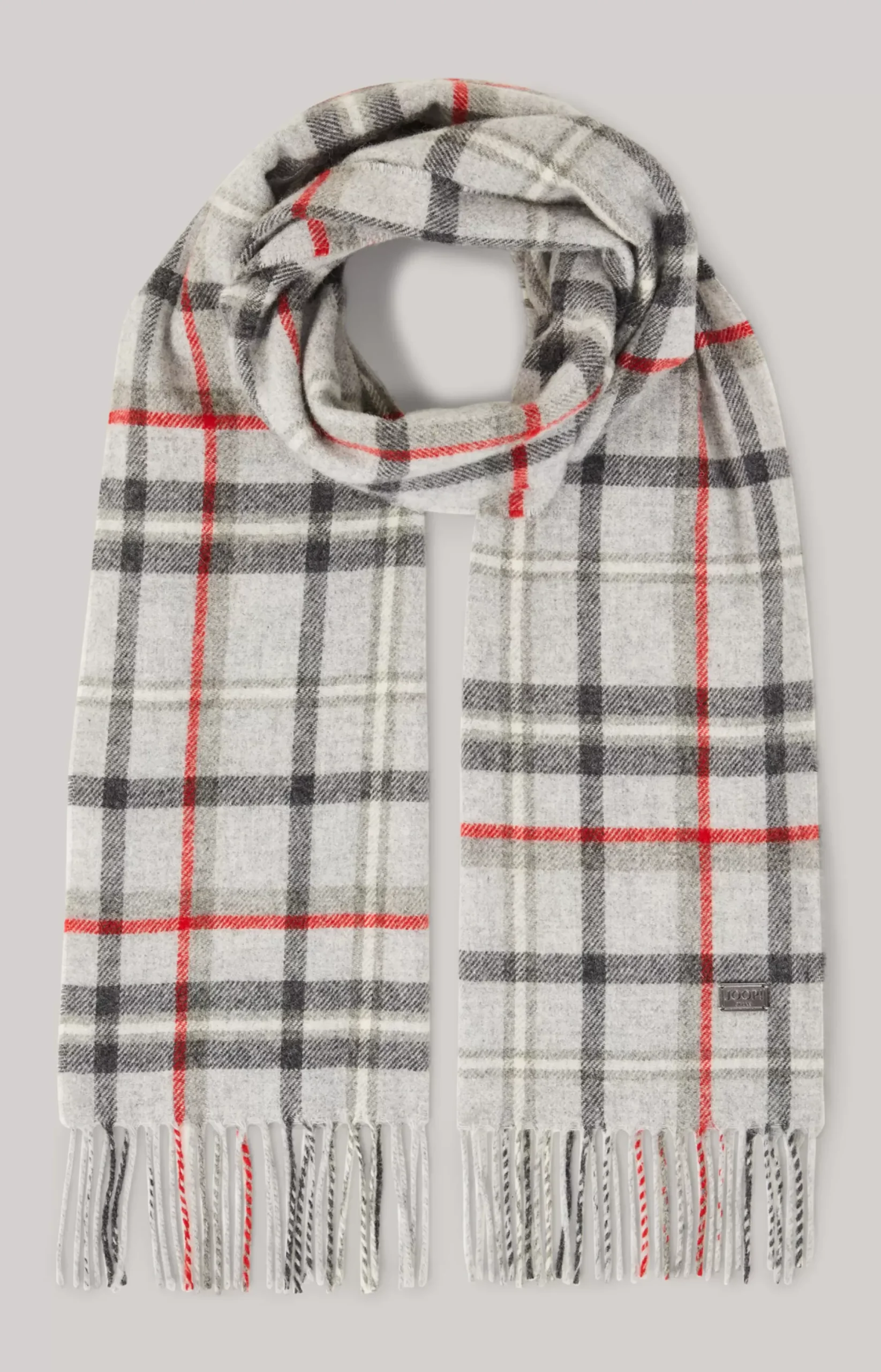 JOOP! Lamazi Scarf in a /Red Pattern grey