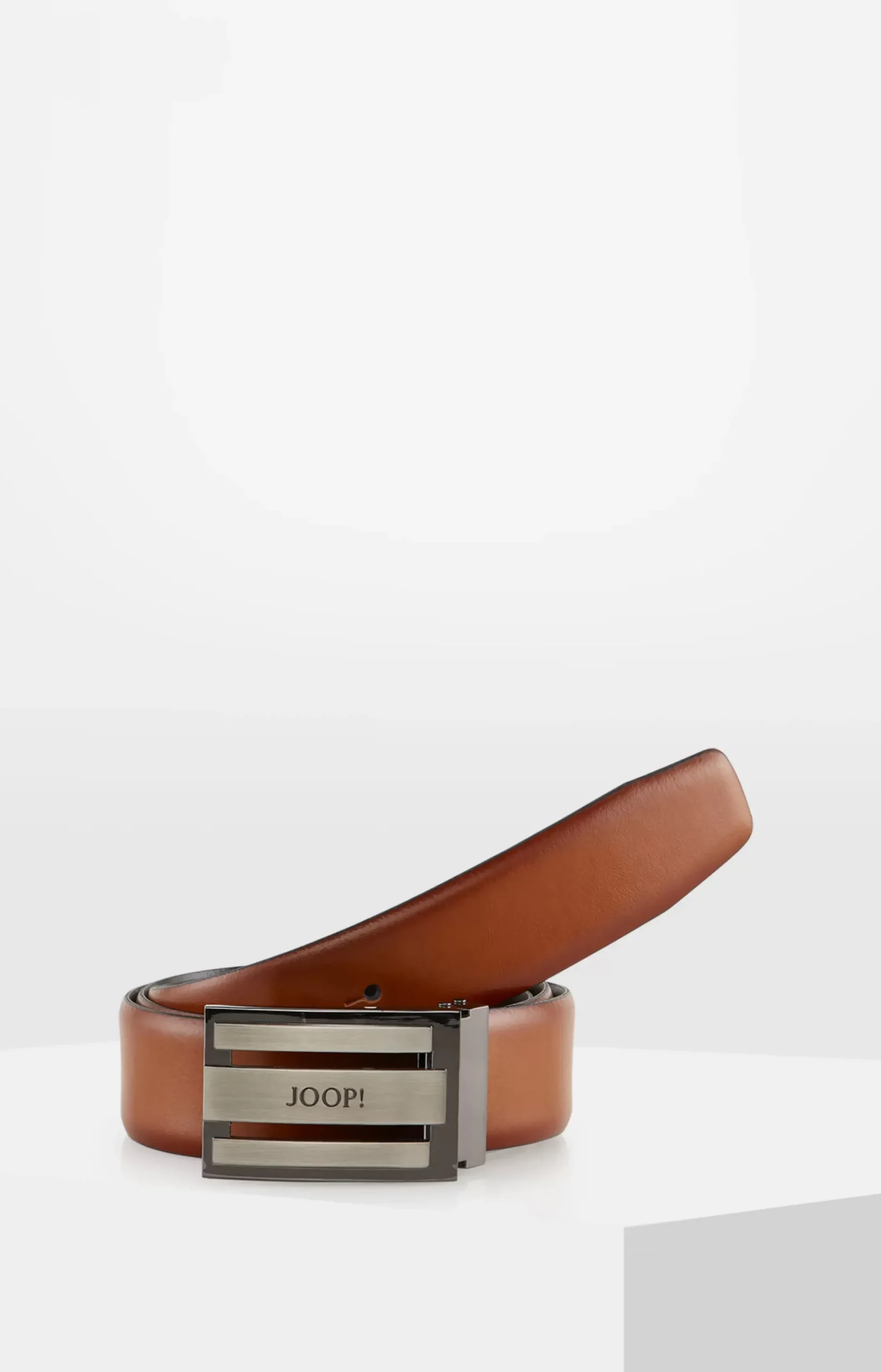 Online JOOP! Leather Belt in Cognac stripe navy 1