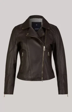JOOP! Leather Jacket in dark brown