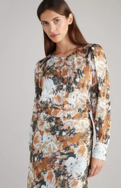 Sale JOOP! Long-sleeved Satin Blouse in a Brown/Black/Ecru Pattern brown/black/ecru patterned