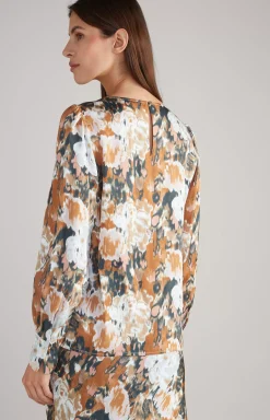 Sale JOOP! Long-sleeved Satin Blouse in a Brown/Black/Ecru Pattern brown/black/ecru patterned