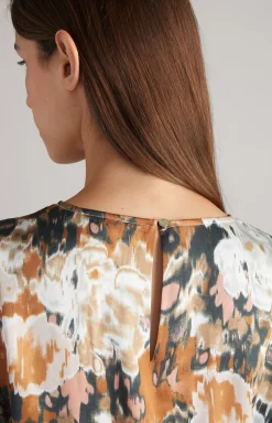 Sale JOOP! Long-sleeved Satin Blouse in a Brown/Black/Ecru Pattern brown/black/ecru patterned