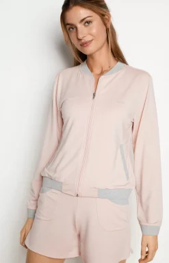 Hot JOOP! Loungewear sweatshirt jacket in pink/grey mélange pink/grey mottled