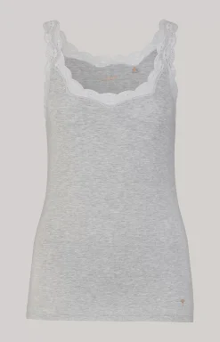 JOOP! Loungewear tank top in Grey Melange small pattern green 1