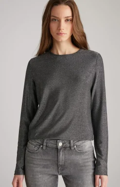 JOOP! Lurex Blouse in Grey Glitter silver