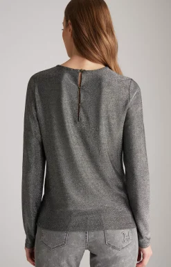 JOOP! Lurex Blouse in Grey Glitter silver