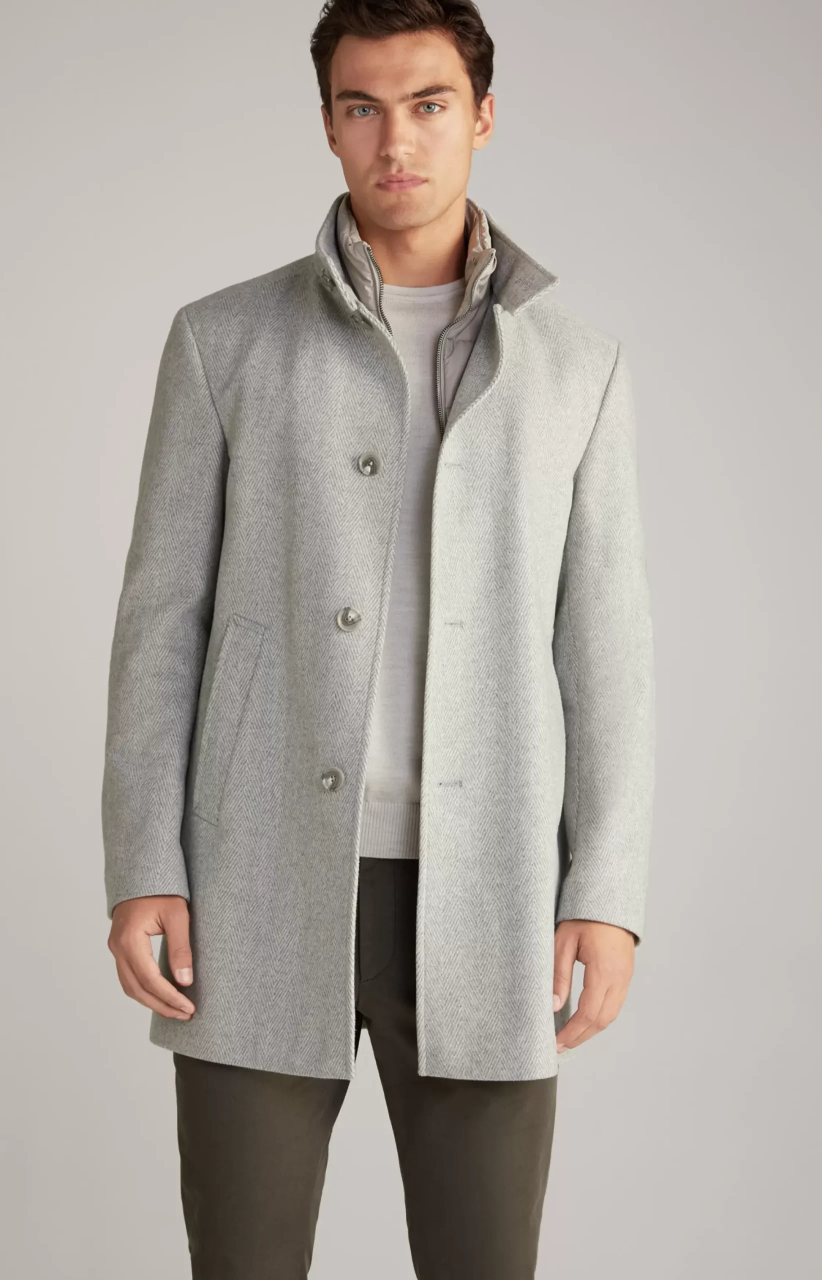Hot JOOP! Maico Coat in a Light Beige Pattern patterned light grey