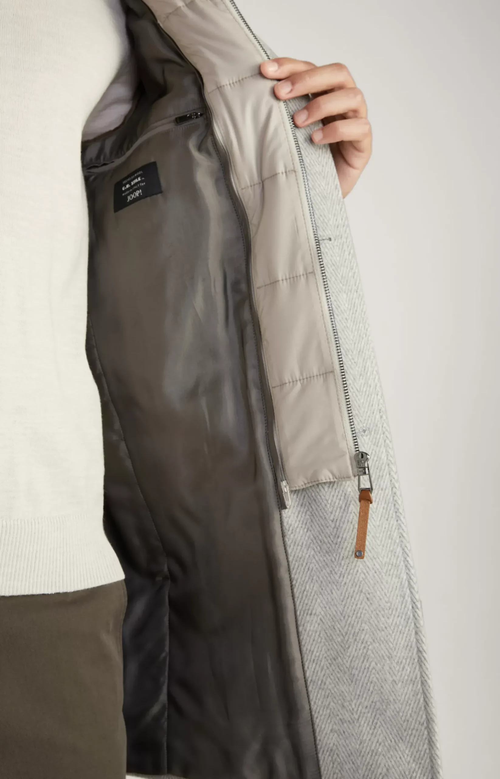Hot JOOP! Maico Coat in a Light Beige Pattern patterned light grey